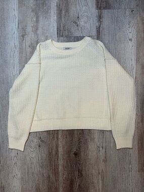 Haute Hippie Oversized Cream Crewneck Slip Stitch Knit Sweater Women’s L